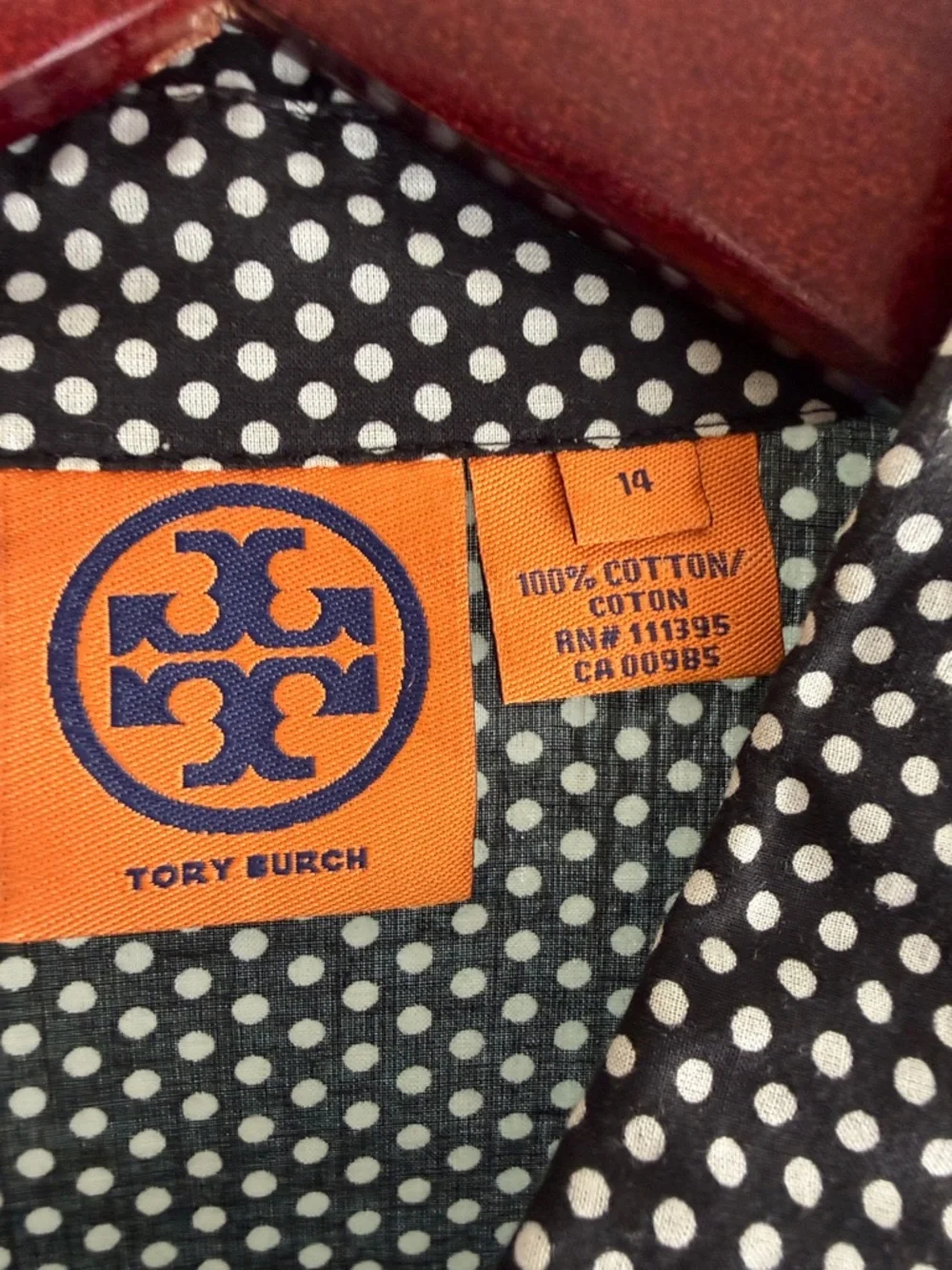 Tory Burch Black and White Dot Print Utility Shirt - Picture 2 of 4